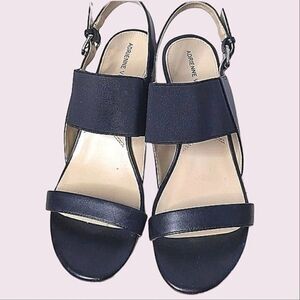 Adrienne Vittadini Strappy Black Leather Sandals size 9.5